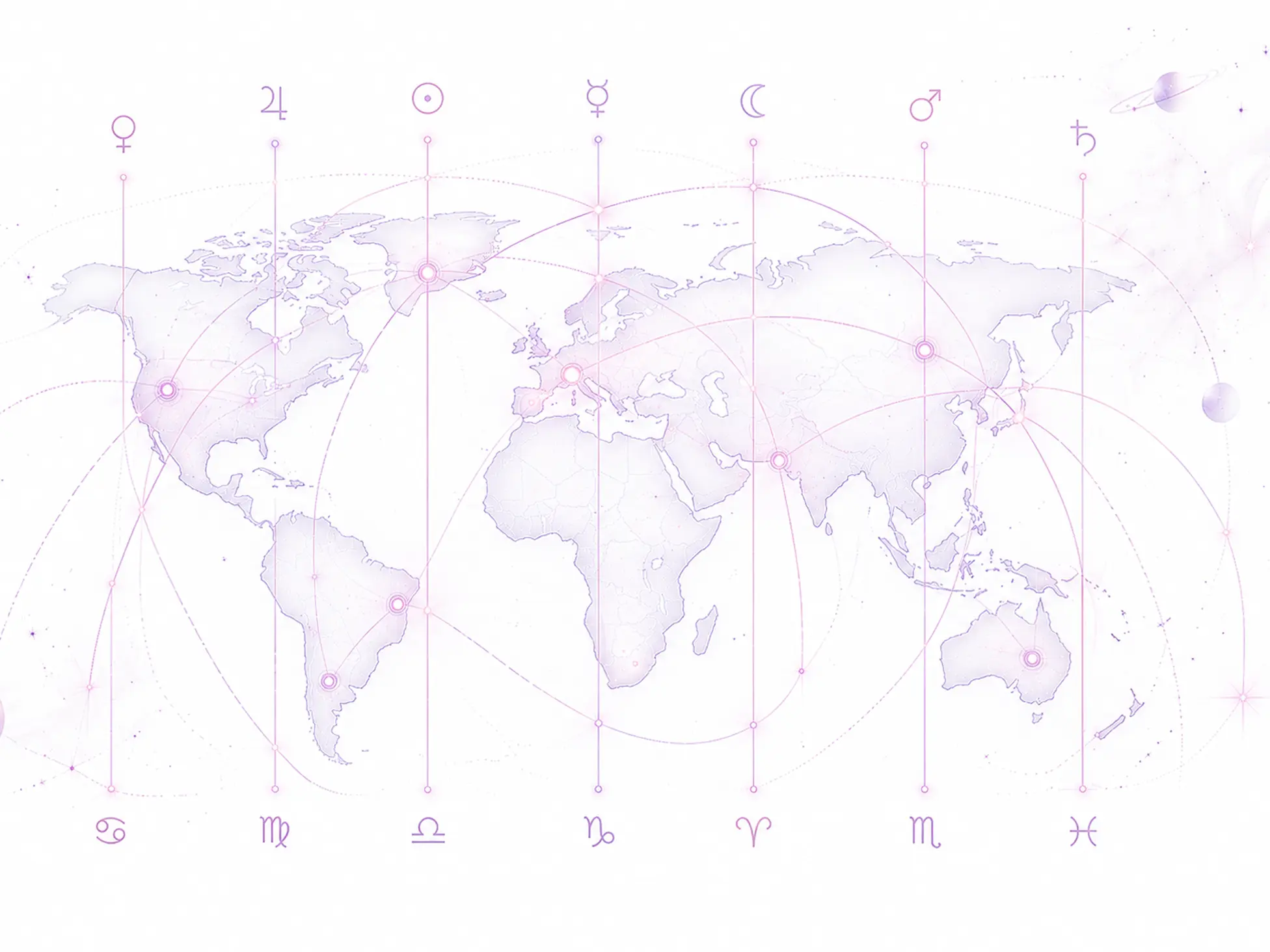 Astrocartography world map illustration